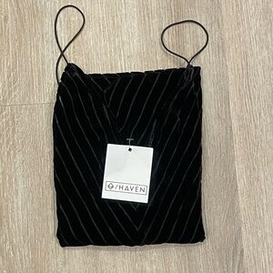 Velvet Semi-Sheer V-Neck Spaghetti Strap Tank/Cami